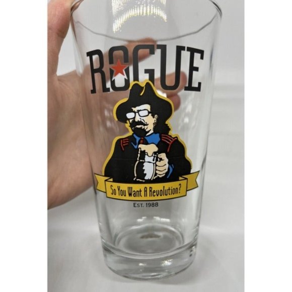 ROGUE Ales Beer Pint Glass So You Want A Revolution? Rogue Brewing Company 1988 - Picture 2 of 9